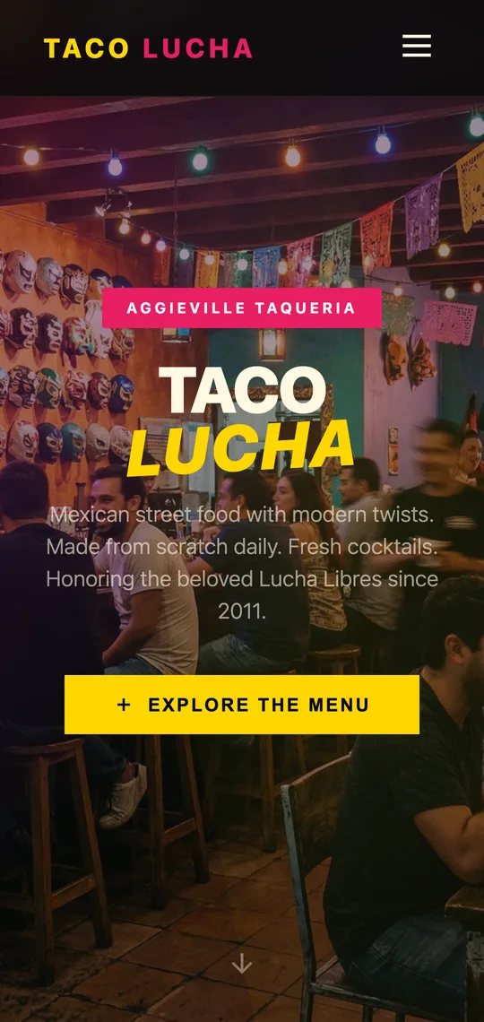 Redesign webu restaurace, mobilní verze
